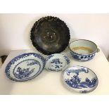 A collection of Chinese blue and white including plate with Figures and Tree, four character mark