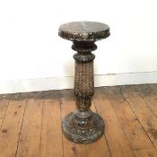 A modern variegated marble plant stand of Classical column form (56cm x 22cm)