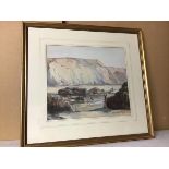 G. Cunningham Stevenson, Bathers Below Cliffs, watercolour, signed and dated '88 bottom right (