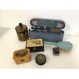 An assortment of boxes including souvenirs from Kelbourne Castle and Burnsmount Kilmarnock, a