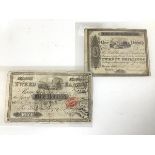 Two 19thc Northern Provincial banknotes, Tweed Bank, Berwick, 1839 no.4905 and Leith Banking