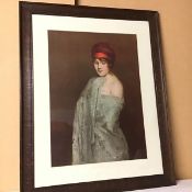 After Gabriel Nicolet, Lady in Red Turban, print (53cm x 38cm)