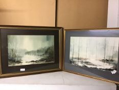 C. Rex James, Winter Landscape, watercolour, signed bottom left (34cm x 52cm) and another by the
