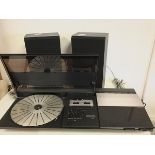 A Bang & Olufsen BeoCenter 2200 turntable and cassette recorder (10cm x 74cm x 33cm) and two