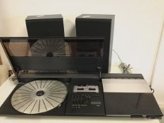 A Bang & Olufsen BeoCenter 2200 turntable and cassette recorder (10cm x 74cm x 33cm) and two