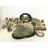 A collection of resin Village and Castle scenes including Stirling Castle by Fraser Creations (9cm x
