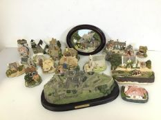 A collection of resin Village and Castle scenes including Stirling Castle by Fraser Creations (9cm x