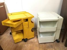 Two Joe Columbo Boby cabinets, with an assortment of swing drawers and shelves on castors, each with