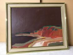 David Ewans, Cliffs Against a Dark Sky, oil, signed bottom right, paper label verso, ex Torrance