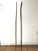 Archery: a strung bow and an unstrung bow (both: 172cm)