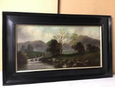 G. Archer, Landscape in a Valley, oil on canvas, signed bottom left (29cm x 59cm)