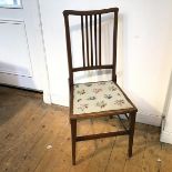 An Edwardian mahogany bedroom chair with grospoint seat (91cm x 41cm x 44cm)