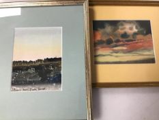 J. Binns, Fowey Sunset, watercolour, signed and dated 2002 bottom left (15cm x 11cm) and British