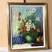 L.M. Laminoir, Still Life with Flowers, oil on canvas (49cm x 38cm)