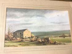 Scottish School, Rural Scene with Barn, gouache, intialled and dated 1/88 bottom left 919cm x 33cm)