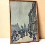 Robert Diaz, George Street, Edinburgh, watercolour, signed bottom right, paper label verso (45cm x