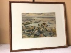 Alex Brodie, Ebb Tide East Fife, watercolour, signed and dated '58 bottom left, ex RSA Exhibition,