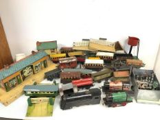 Railway Interest: a large collection of trains and accessories, including two Hornby engines,