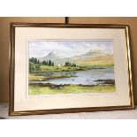 John Bathgate, MacLeod's Tables, Skye, watercolour, signed bottom left, paper labels verso (32cm x