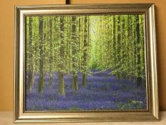 Dorothy Guthrie, The Bluebell Wood, acrylic on canvas (38cm x 49cm)