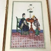 Early 20thc. Chinese School, Woman with Young Girl, gouache on paper (a/f) (30cm x 20cm)