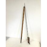 An Edwardian malacca stick with shagreen handle and internal sword (90cm)