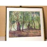 B.D. Shirgaonkar, Figure in Forrest, watercolour, signed bottom right indistinctly (27cm x 33cm)