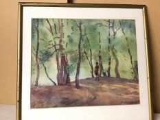 B.D. Shirgaonkar, Figure in Forrest, watercolour, signed bottom right indistinctly (27cm x 33cm)