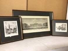 The Place Royale, Brussels, engraving (22cm x 45cm) and two engravings by the same hand (3)