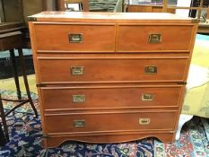 A modern Gautier, France military style chest of drawers fitted four long drawers, with brass