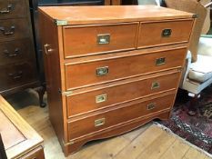 A modern Gautier, France military style chest of drawers fitted four long drawers, with brass