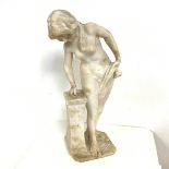 Continental School an alabaster sculpture c.1900, Woman Leaning on Plinth (damage to bottom of