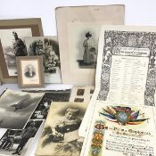 Assorted early to mid 20thc photographs including a Blimp over Edinburgh and Soldiers Marching out