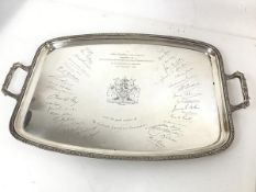 An Epns rectangular two handled presentation tray to John Darling Esq. Chairman of the Scottish