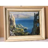 Continental School, Coastal Scene from Cliffs, oil on canvas, signed bottom right (38cm x 48cm)