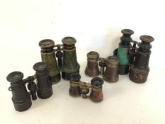 A collection of binoculars and opera glasses c.1900 including a pair of Chevalier, Paris opera