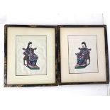 A Chinese gouache on ricepaper, Seated Nobleman (21cm x 16cm) and another of Seated Noblewoman, both