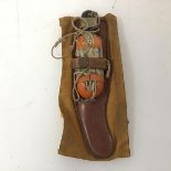 A WWII period US Navy/Airforce lift raft rescue knife (leather scabbard, signed in pencil 2/LT