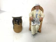 A Royal Doulton figure, Taking Things Easy (17cm) and a cased glass paperweight in the form of an