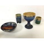 A collection of Margery Clinton ceramics including a small tumbler, signed and dated 34.82, a goblet