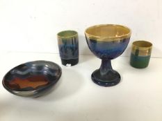 A collection of Margery Clinton ceramics including a small tumbler, signed and dated 34.82, a goblet