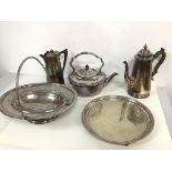 A collection of Epns including coffee pot (23cm x 21cm x 10cm), a kettle, a further coffee pot, a