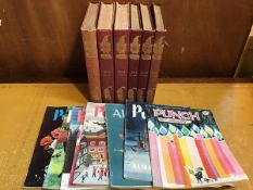 A collection of bound Punch with dates 1921-1954, incomplete (6 volumes) and nine 1950s/60s Punch