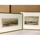 DY Cameron, Arran, etching (14cm x 27cm) and another by K. Cameron, Loch, etching (2)