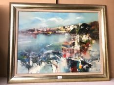 D'Elia Giuseppe, Italian Harbour Scene, initialled bottom right, inscribed verso, oil on canvas (