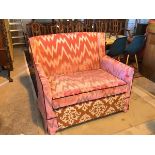 A Bespoke Sofa, London sofa bed, love seat size, in hot pink with lightening bolt decoration (97cm x
