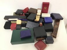 A large assortment of modern and vintage jewellery boxes including those from AK Watters, Edinburgh,
