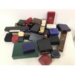 A large assortment of modern and vintage jewellery boxes including those from AK Watters, Edinburgh,