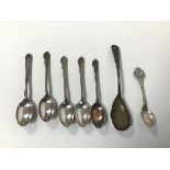 An Edwardian Sheffield silver spoon (14.5cm) (22.35g), a Tanga souvenir spoon, stamped 800 verso (