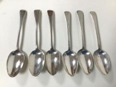 A set of six Victorian London silver spoons (each: 18cm), each initialled D to stem (198.47g)